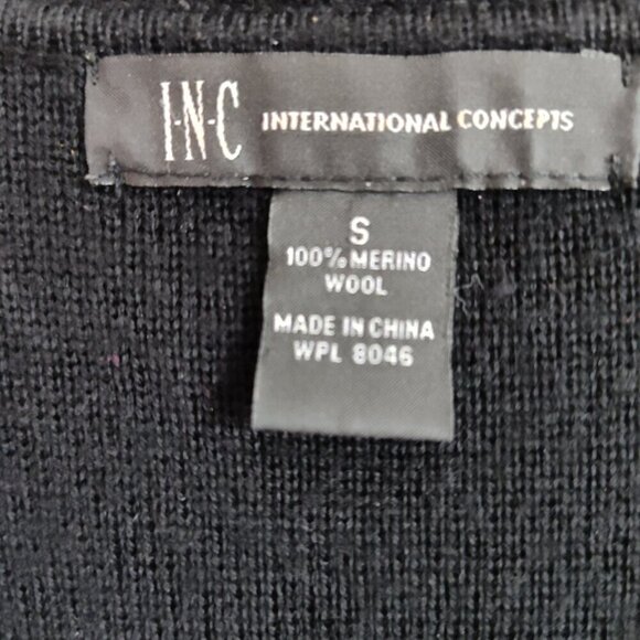 Ladies SZ S Inc Black Military Style Merino Wool Short-Sleeve Sweater - Picture 3 of 3